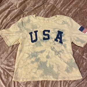 Size small. Blue and Red USA cropped tee.
